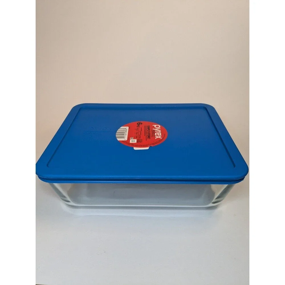 Pyrex Simply Store 11 Cup 2.6L Rectangular Glass Food Container Blue Lid 7212